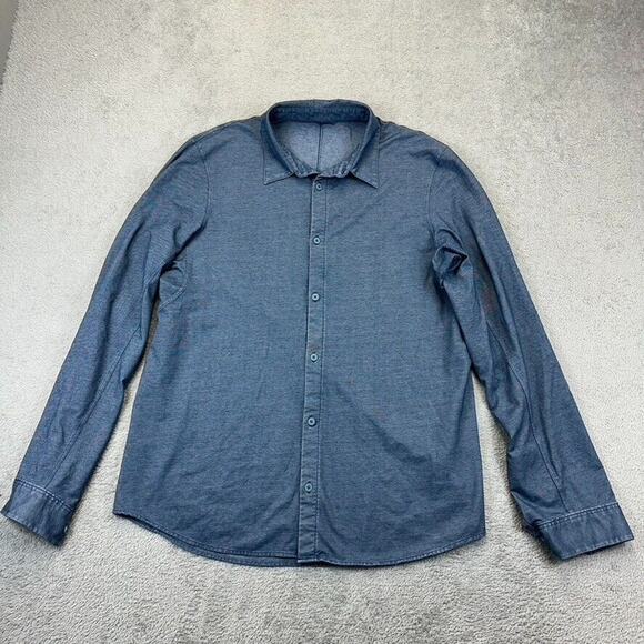 Lululemon Mens L Large Commission Long Sleeve Shirt Button Up Chambray Blue - Picture 1 of 5